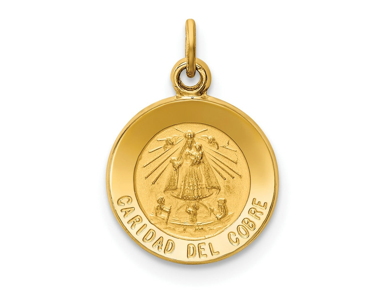 FJC Finejewelers 14 kt Yellow Gold Caridad Del Cobre Medal Charm 16 x 11 mm