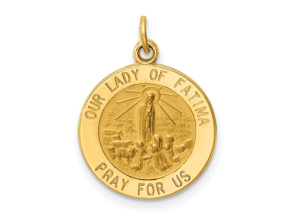 FJC Finejewelers 14 kt Yellow Gold Our Lady of Fatima Medal Charm 19 x 14 mm