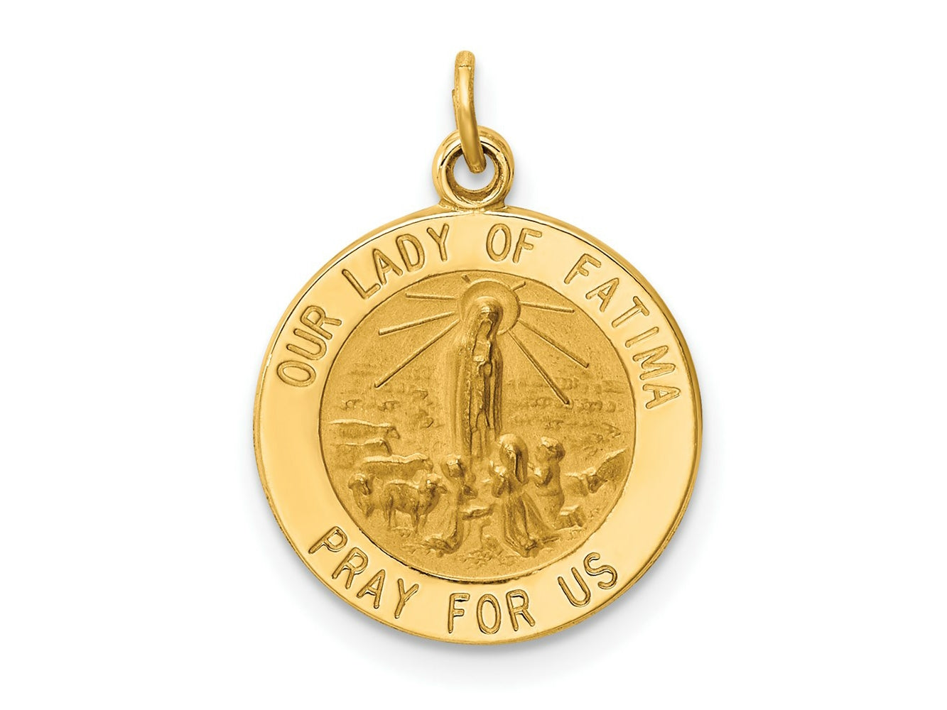 FJC Finejewelers 14 kt Yellow Gold Our Lady of Fatima Medal Charm 19 x 14 mm