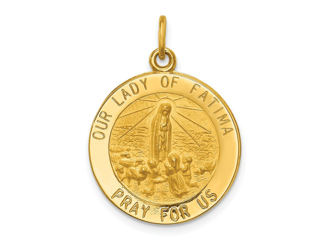 FJC Finejewelers 14 kt Yellow Gold Our Lady of Fatima Medal Charm 26 x 19 mm