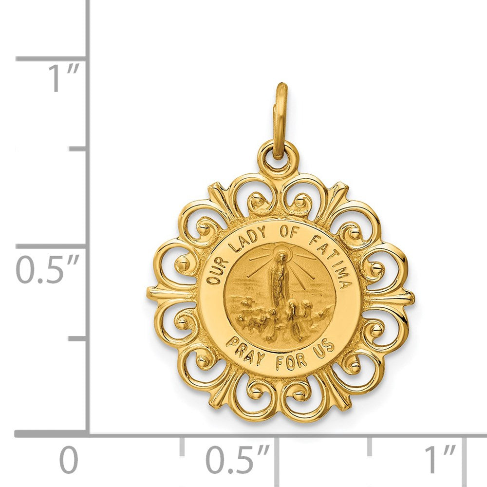 FJC Finejewelers 14 kt Yellow Gold Our Lady of Fatima Medal Charm 23 x 18 mm