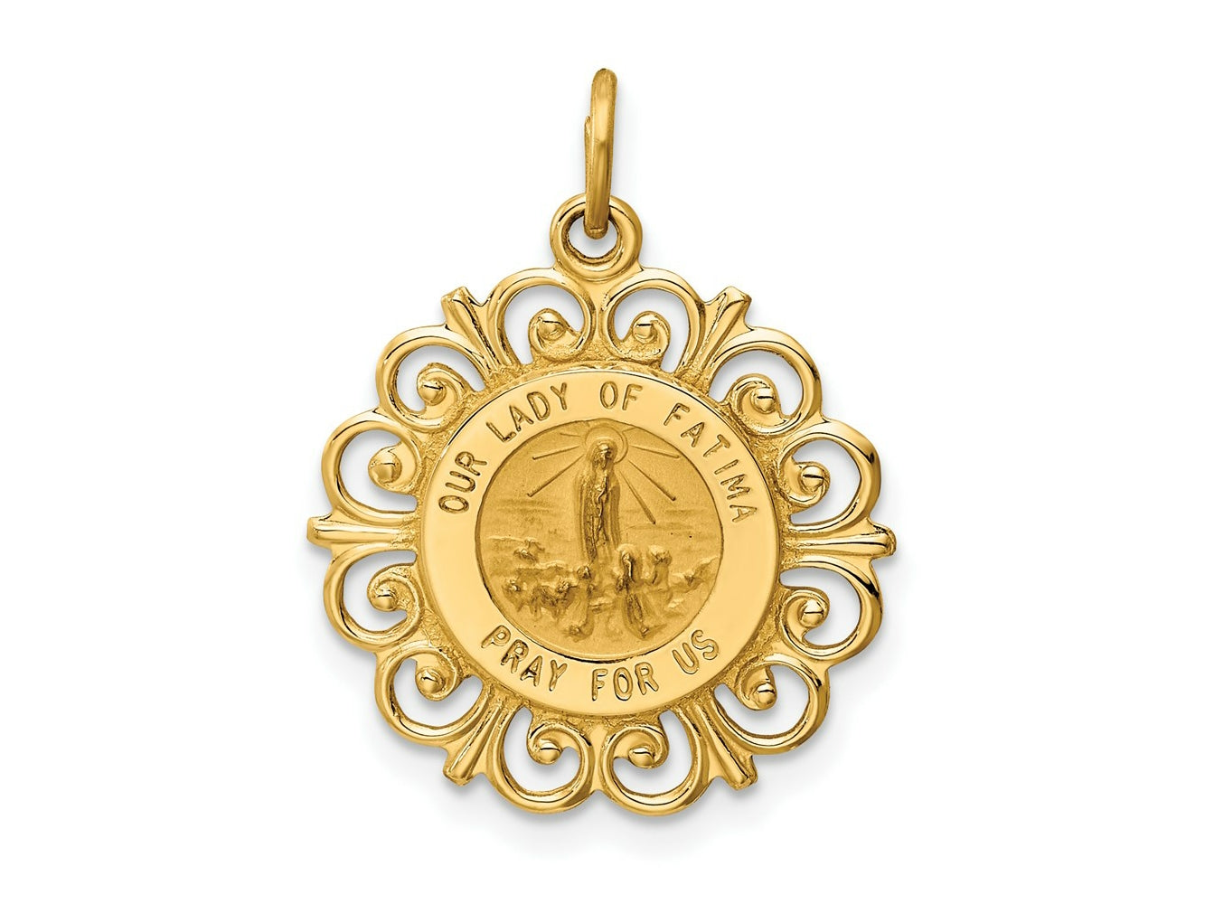 FJC Finejewelers 14 kt Yellow Gold Our Lady of Fatima Medal Charm 23 x 18 mm
