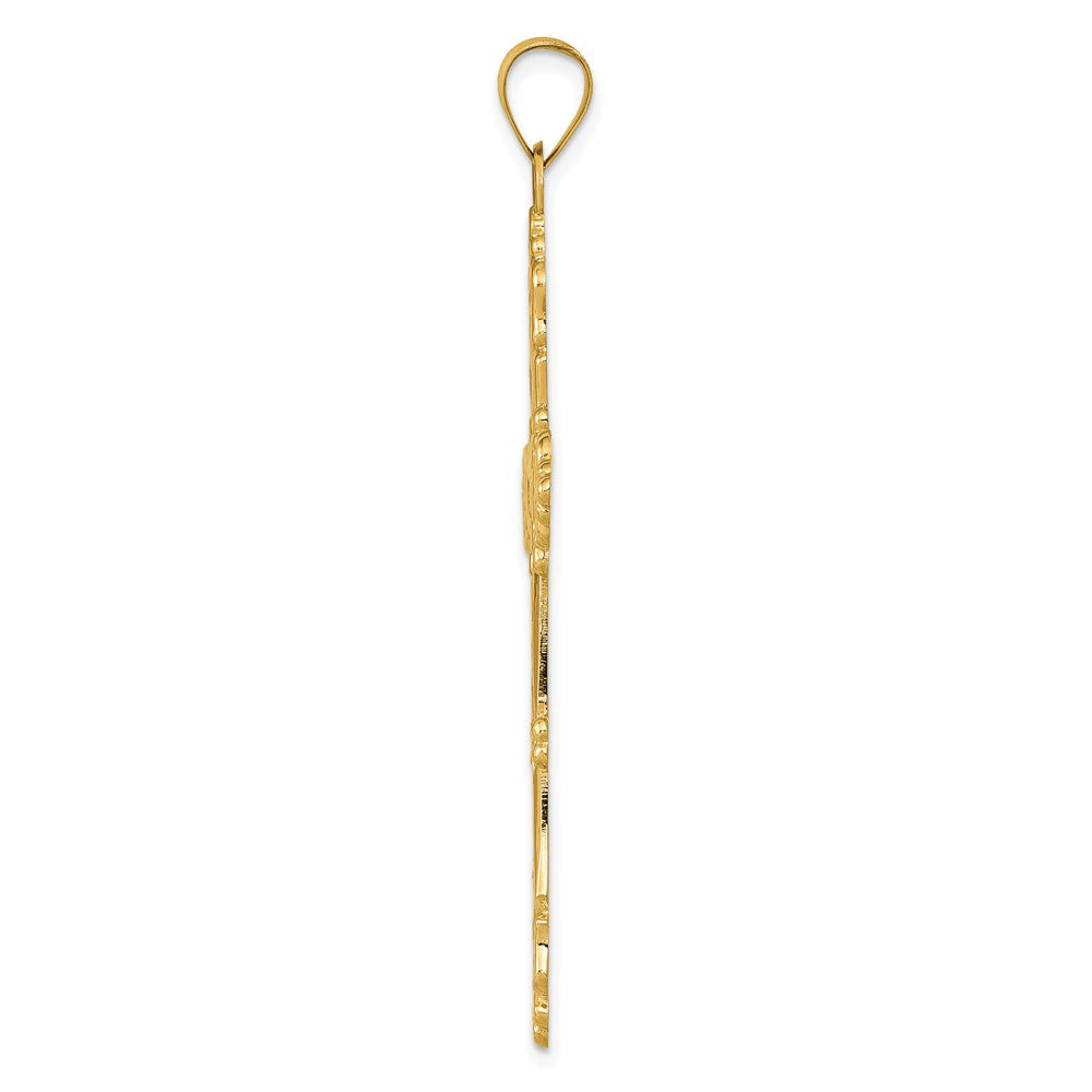 FJC Finejewelers 14 kt Yellow Gold Polished Fleur de Lis Cross Charm 54 x 30 mm