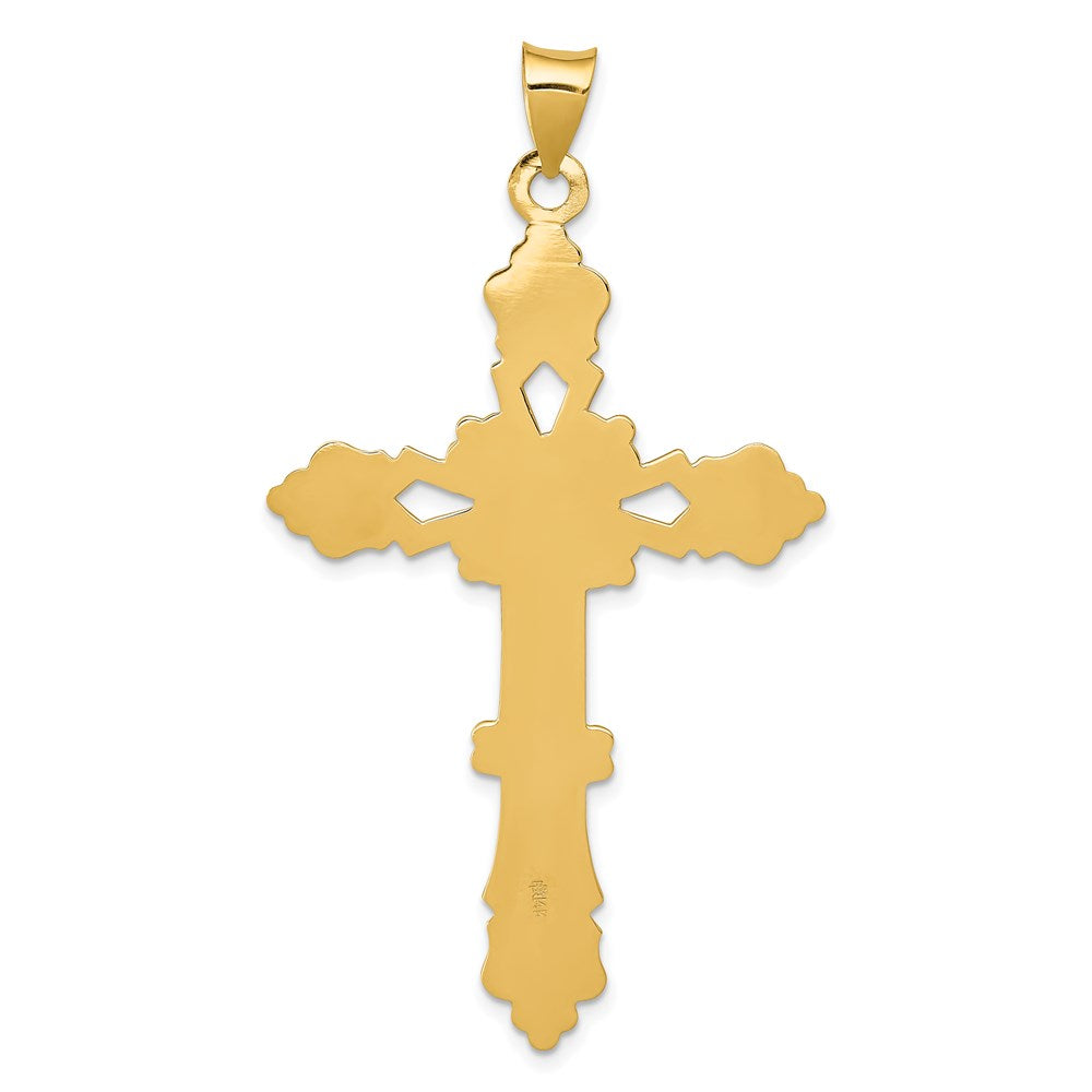 FJC Finejewelers 14 kt Yellow Gold Polished Fleur de Lis Cross Charm 54 x 30 mm