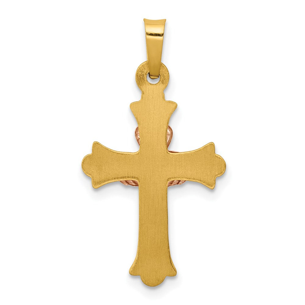 FJC Finejewelers 14 kt Two Tone Gold Claddagh Cross Charm 28 x 15 mm