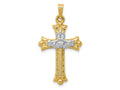 FJC Finejewelers 14 kt Two Tone Gold Claddagh Cross Charm 34 x 18 mm