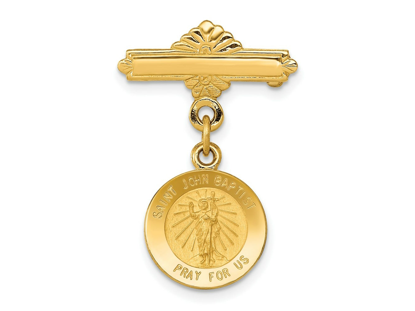 FJC Finejewelers 14 kt Yellow Gold Saint John the Baptist Medal Pin 26 x 18 mm