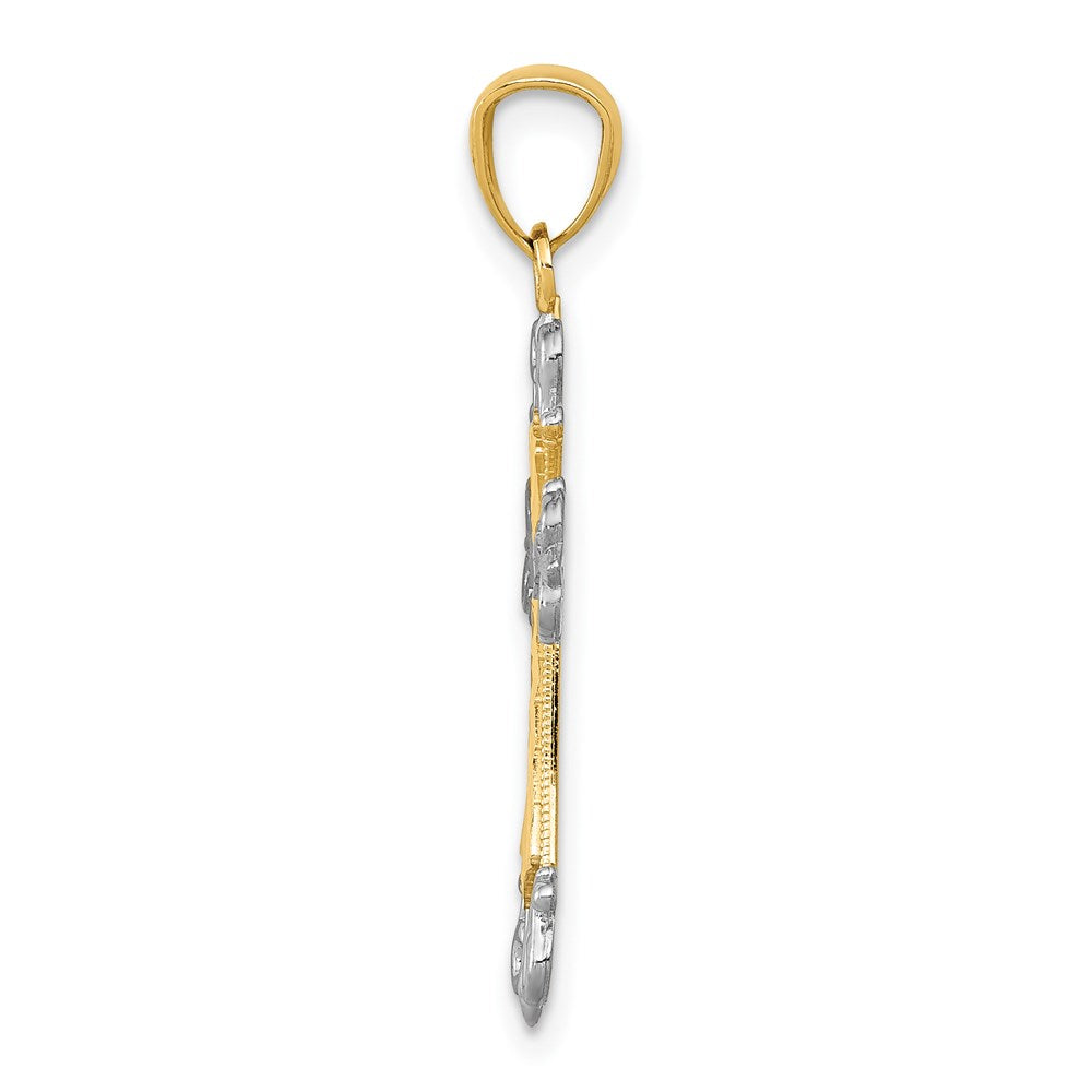 FJC Finejewelers 14 kt Yellow Gold and Rhodium Bright Cut Cross Charm 29 x 15 mm