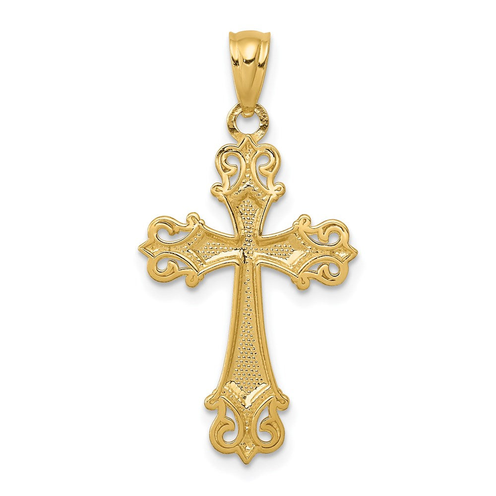 FJC Finejewelers 14 kt Yellow Gold and Rhodium Bright Cut Cross Charm 29 x 15 mm