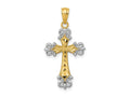 FJC Finejewelers 14 kt Yellow Gold and Rhodium Bright Cut Cross Charm 29 x 15 mm