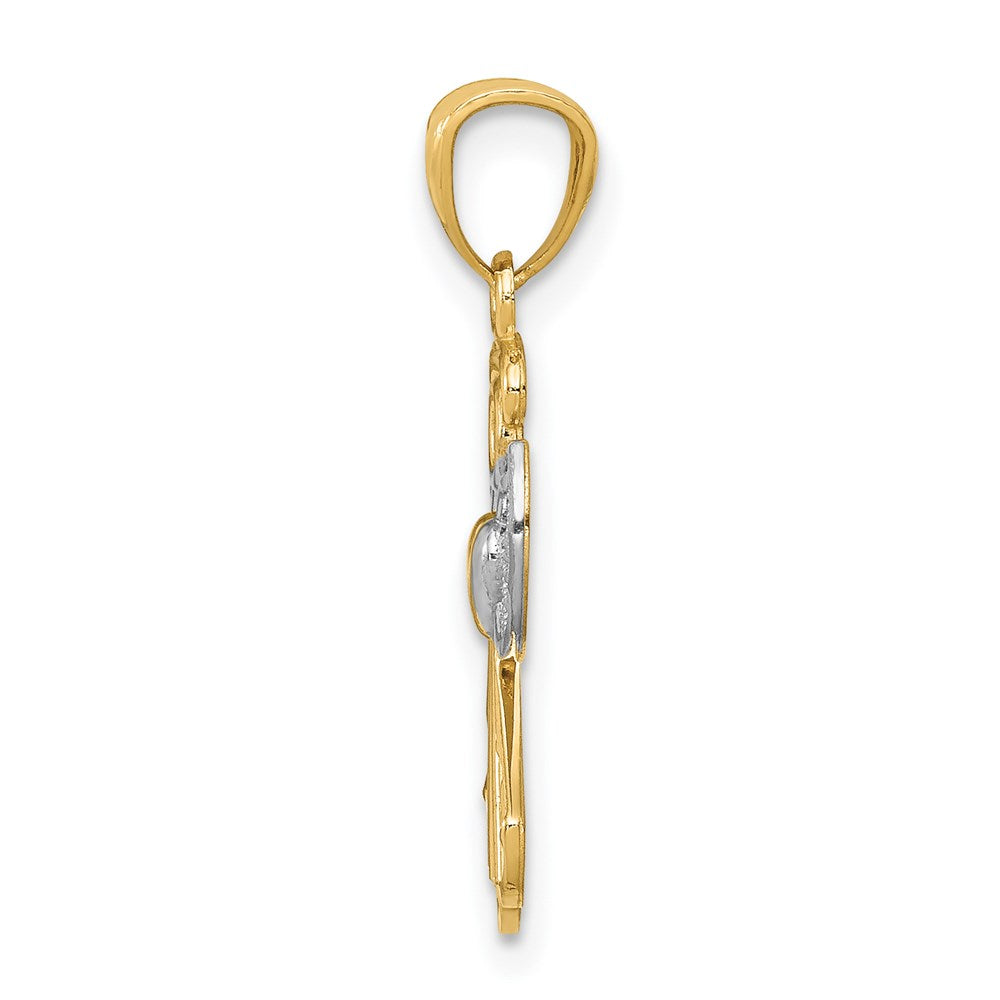 FJC Finejewelers 14 kt Yellow Gold with Rhodium Filigree Angel Charm 24 x 15 mm