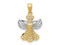 FJC Finejewelers 14 kt Yellow Gold with Rhodium Filigree Angel Charm 24 x 15 mm