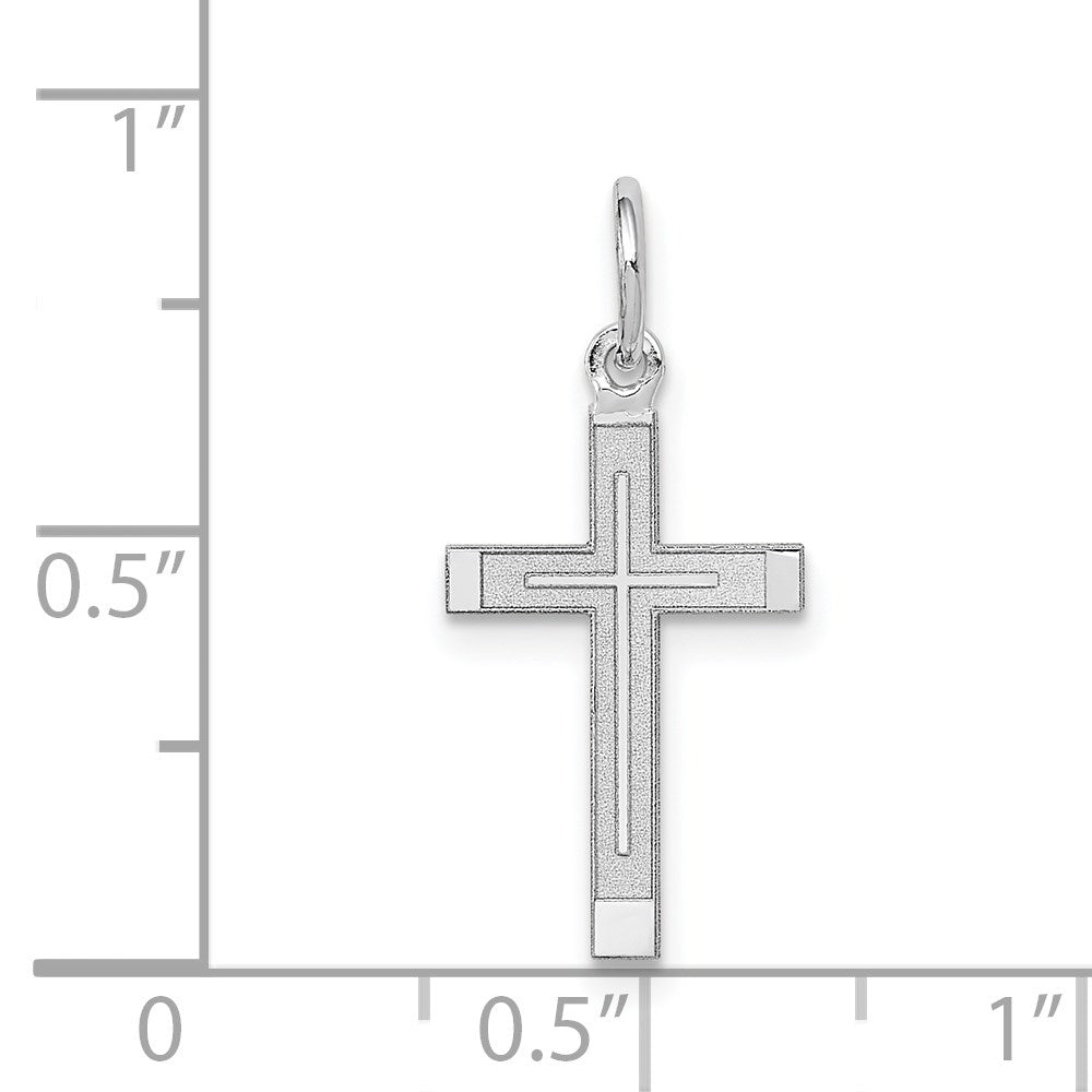 FJC Finejewelers 14 kt White Gold Laser Design Cross Charm 23 x 11mm