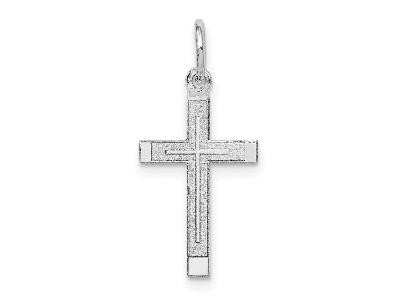 FJC Finejewelers 14 kt White Gold Laser Design Cross Charm 23 x 11mm
