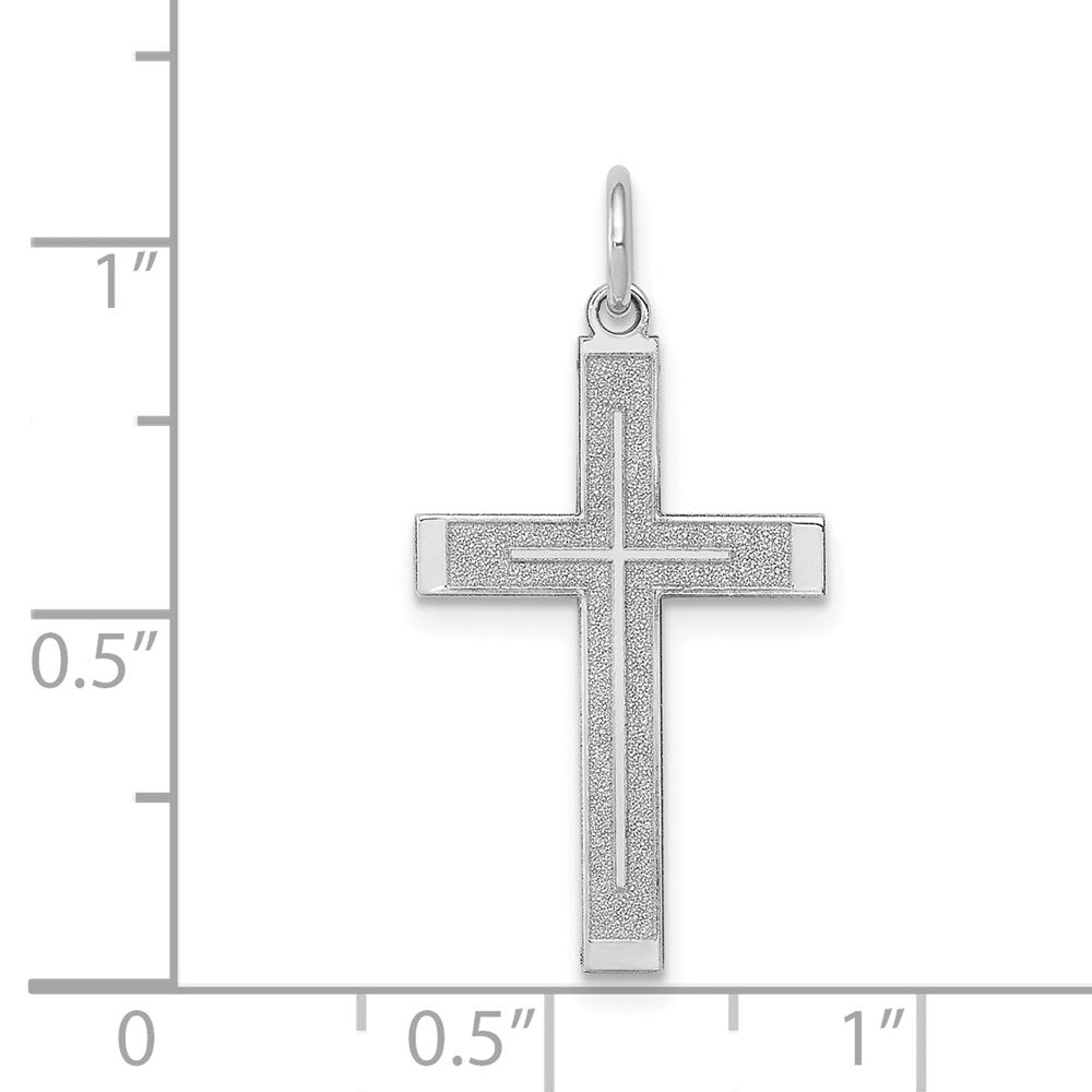FJC Finejewelers 14 kt White Gold Laser Designed Cross Charm 26 mm x 13 mm