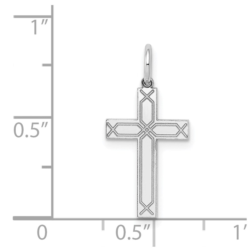 FJC Finejewelers 14 kt White Gold Laser Designed Cross Charm 23 mm x 11 mm
