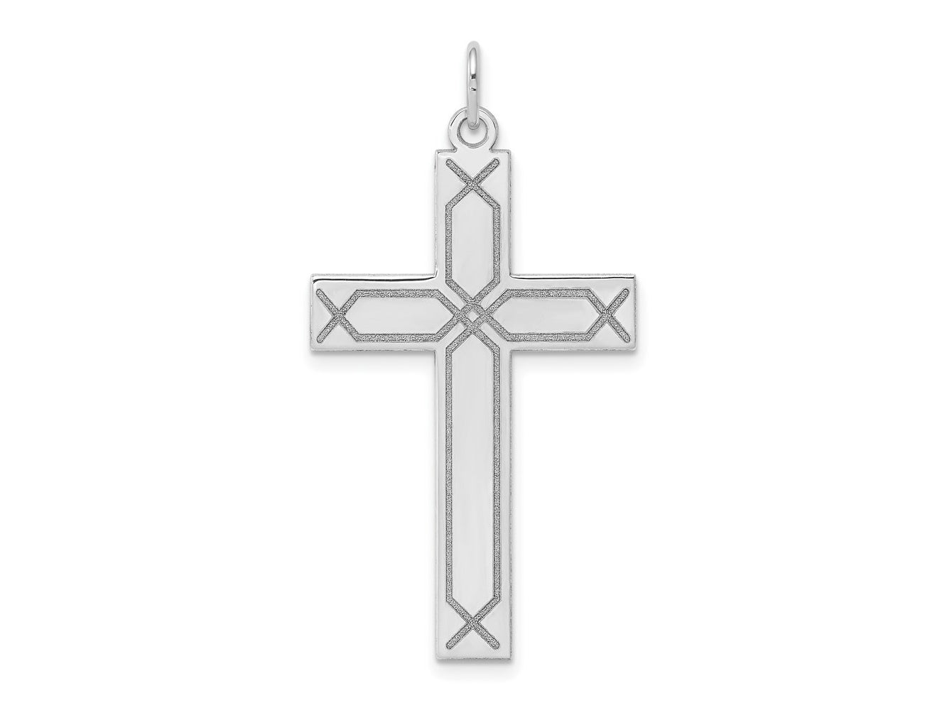 FJC Finejewelers 14 kt White Gold Laser Designed Cross Charm 41 mm x 22 mm