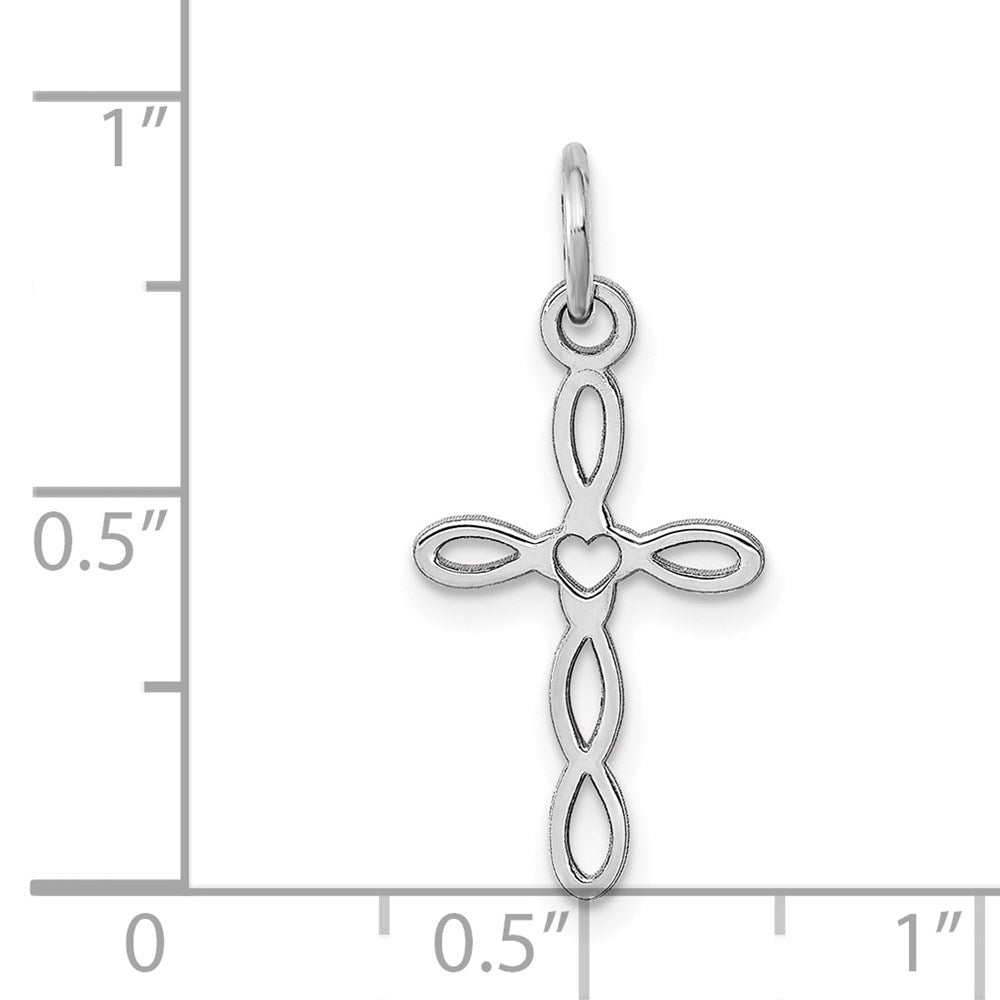 FJC Finejewelers 14 kt White Gold Loop with Center Heart Cross Charm 23 mm x 11 mm