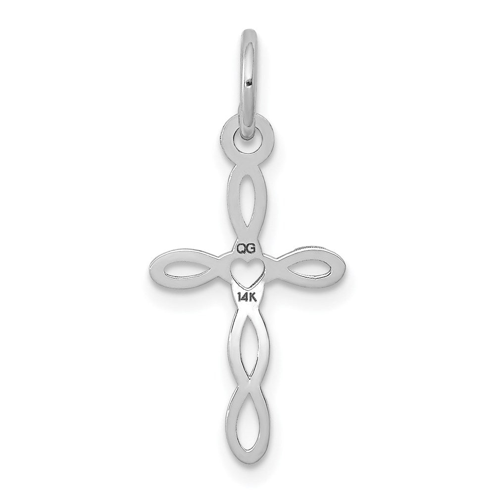FJC Finejewelers 14 kt White Gold Loop with Center Heart Cross Charm 23 mm x 11 mm