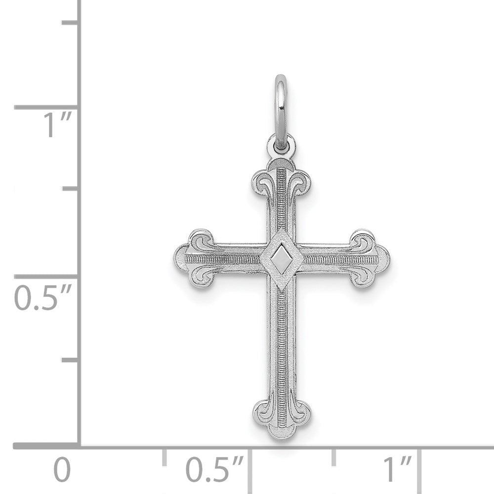 FJC Finejewelers 14 kt White Gold Laser Designed Cross Charm 25 mm x 16 mm
