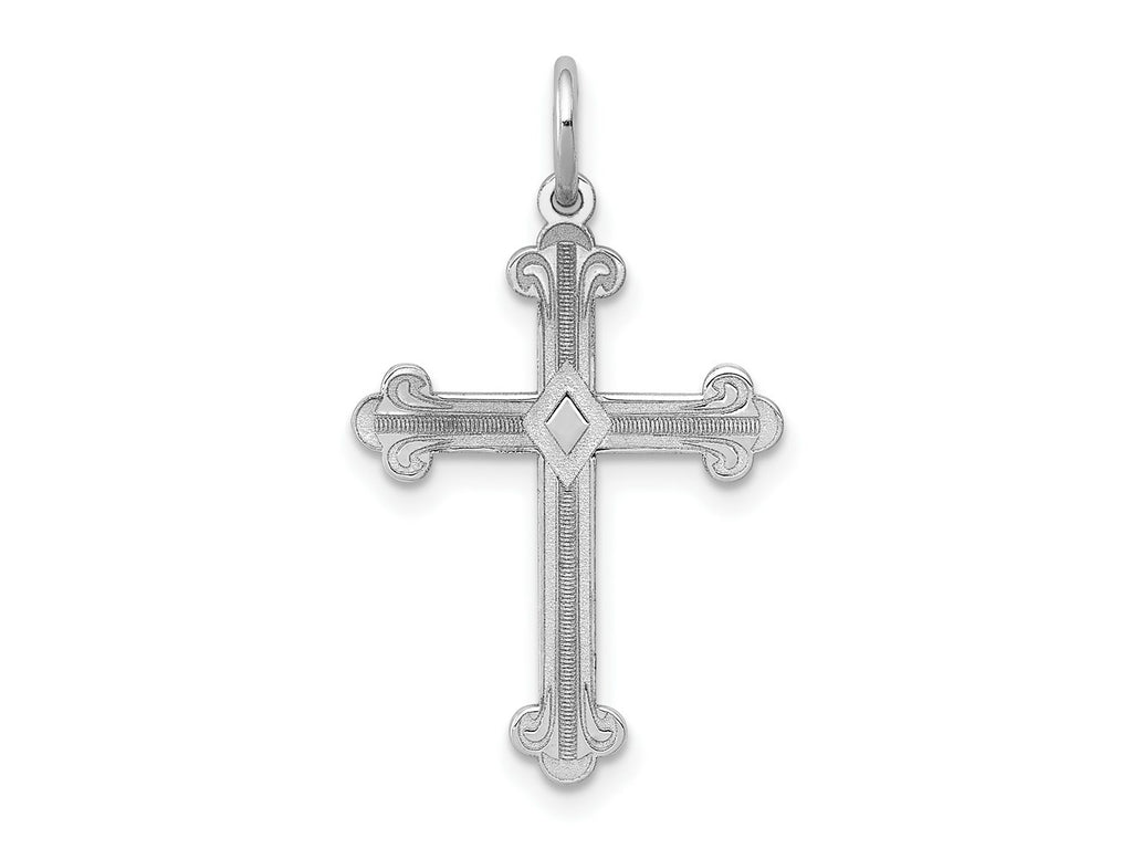 FJC Finejewelers 14 kt White Gold Laser Designed Cross Charm 25 mm x 16 mm