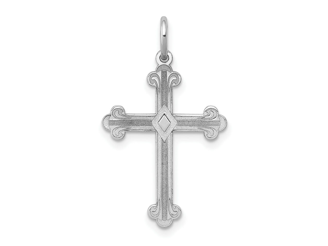 FJC Finejewelers 14 kt White Gold Laser Designed Cross Charm 25 mm x 16 mm