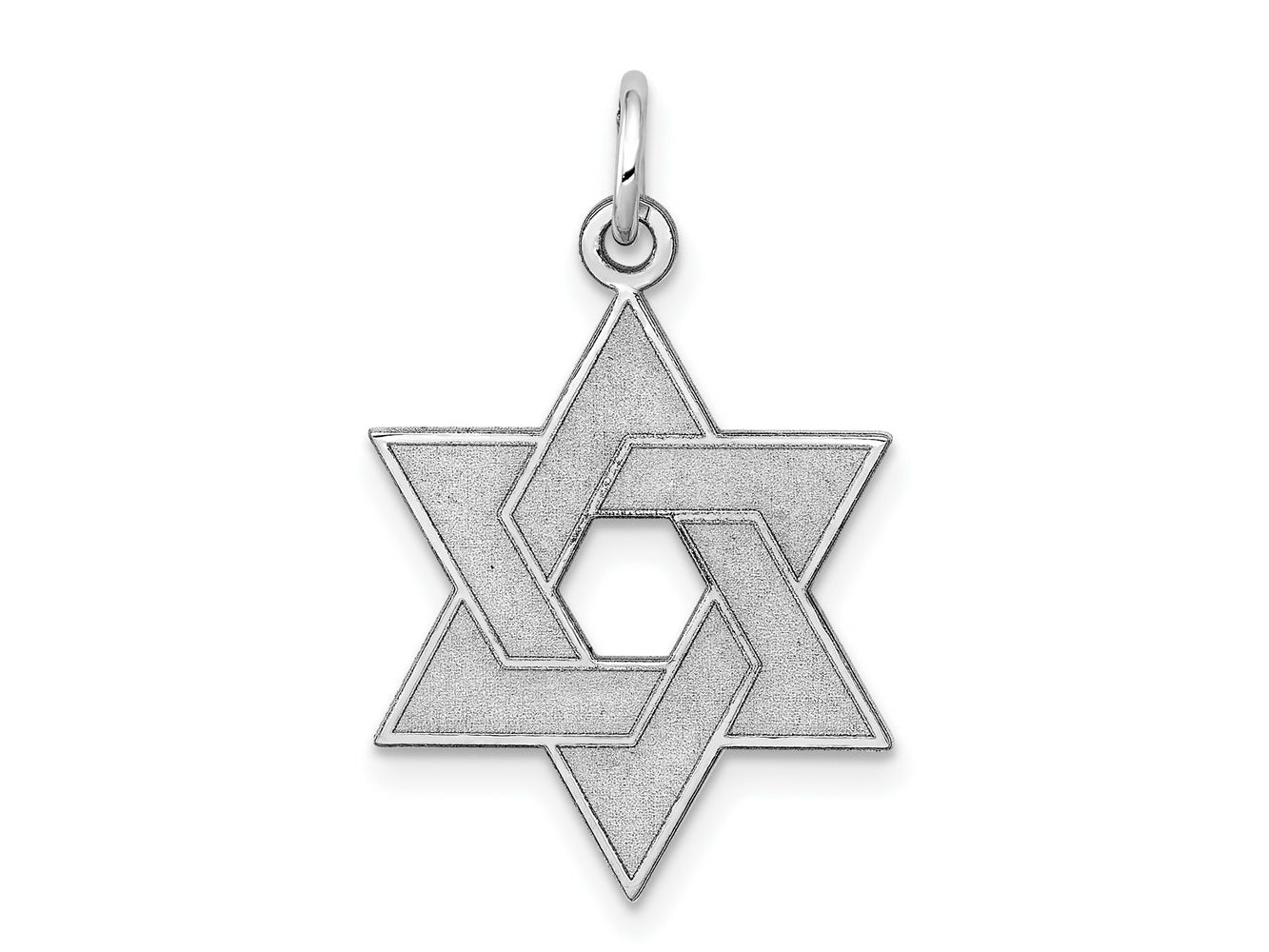 FJC Finejewelers 14 kt White Gold Laser Designed Star of David Charm 26 mm x 17 mm
