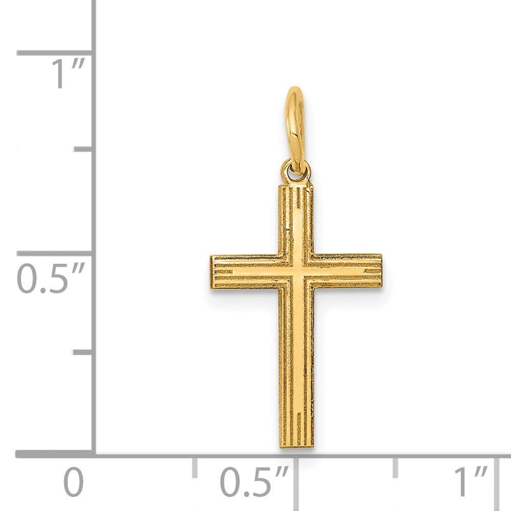 FJC Finejewelers 14 kt Yellow Gold Laser Designed Cross Charm 22 x 11 mm