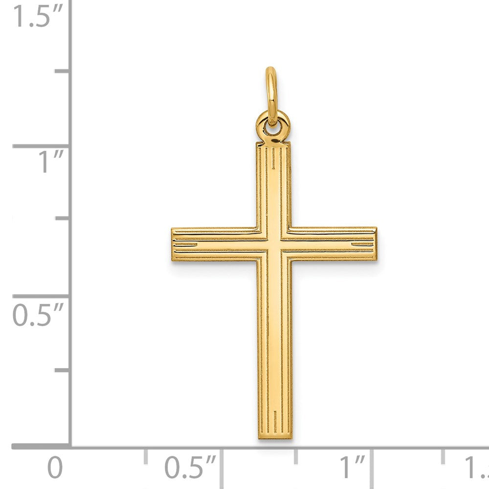 FJC Finejewelers 14 kt Yellow Gold Laser Designed Cross Charm 32 x 17 mm