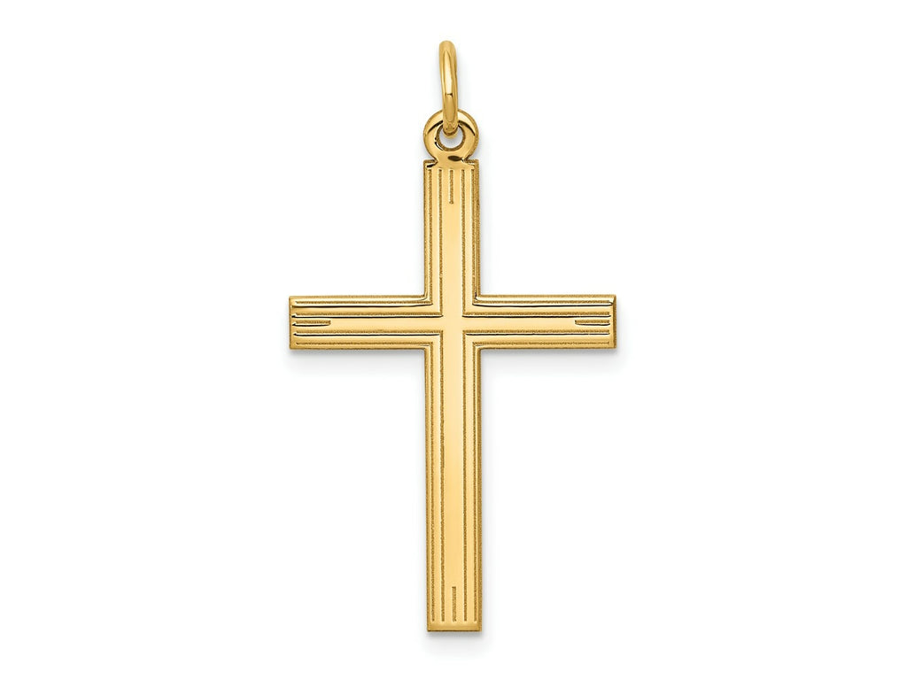 FJC Finejewelers 14 kt Yellow Gold Laser Designed Cross Charm 32 x 17 mm