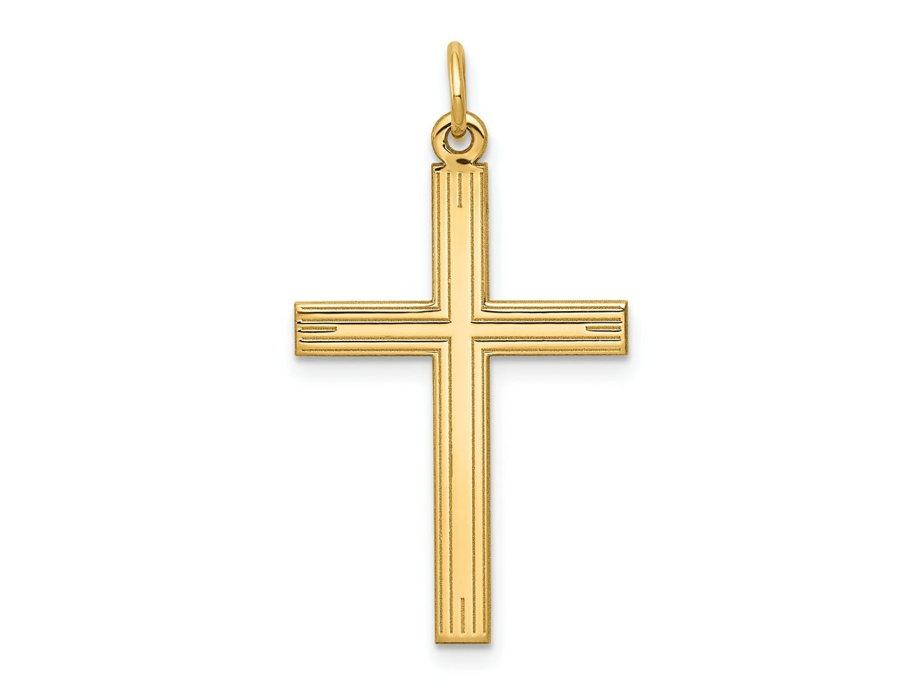 FJC Finejewelers 14 kt Yellow Gold Laser Designed Cross Charm 32 x 17 mm