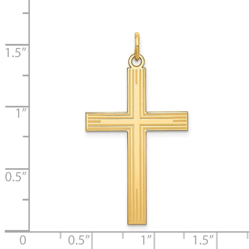FJC Finejewelers 14 kt Yellow Gold Laser Designed Cross Charm 39 x 22 mm