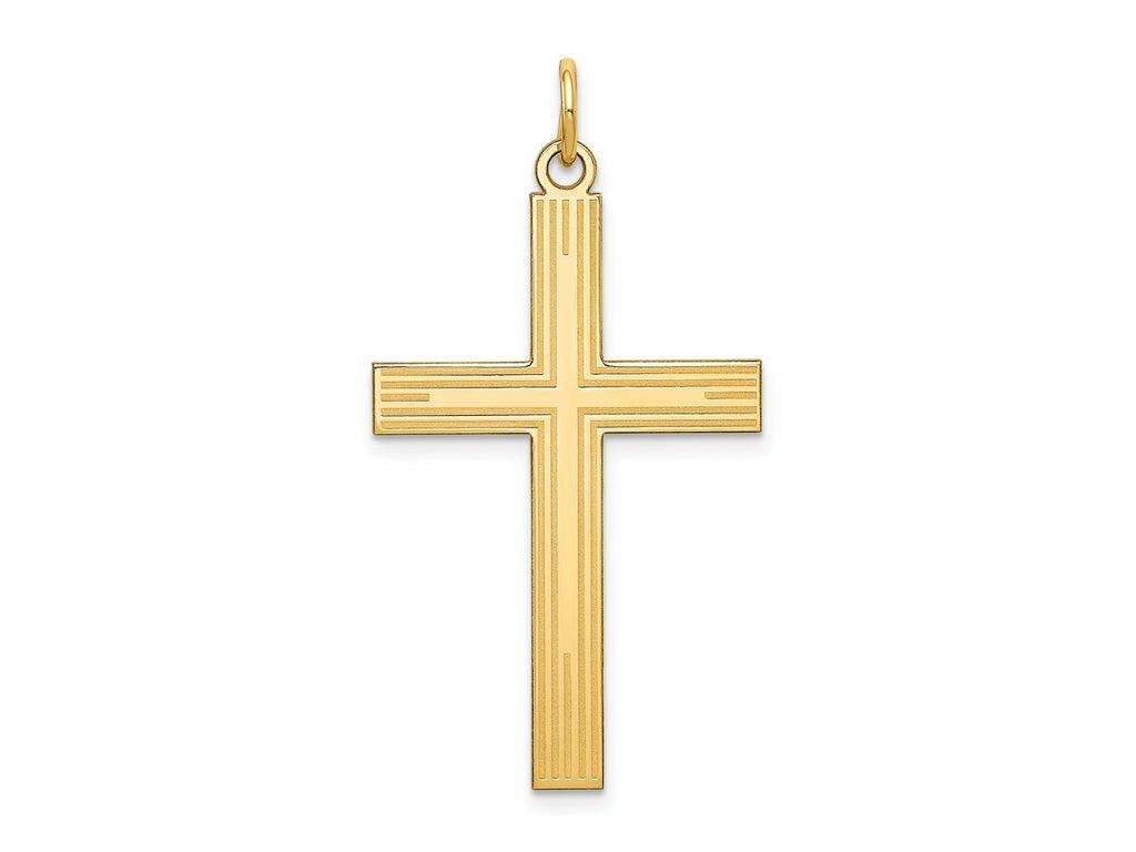 FJC Finejewelers 14 kt Yellow Gold Laser Designed Cross Charm 39 x 22 mm
