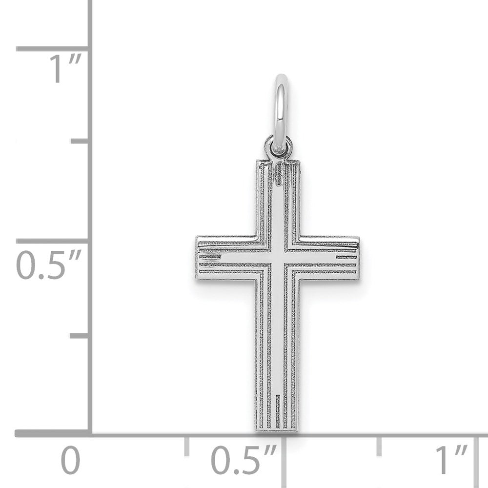 FJC Finejewelers 14 kt White Gold Laser Designed Cross Charm 22 mm x 11 mm