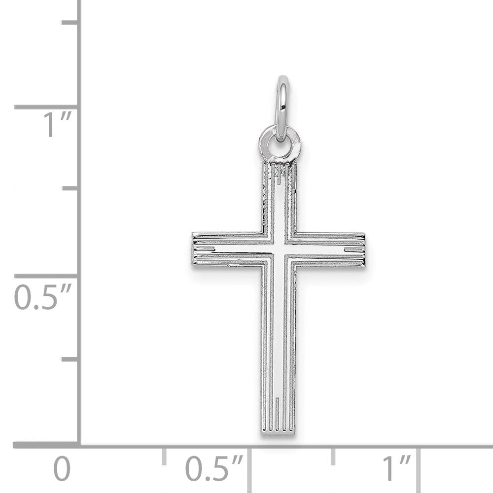 FJC Finejewelers 14 kt White Gold with Rhodium Laser Design Cross Charm 26 x 13mm