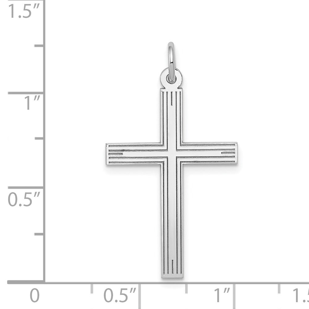FJC Finejewelers 14 kt White Gold Laser Designed Cross Charm 32 mm x 17 mm