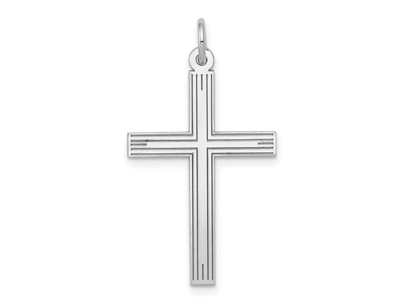 FJC Finejewelers 14 kt White Gold Laser Designed Cross Charm 32 mm x 17 mm