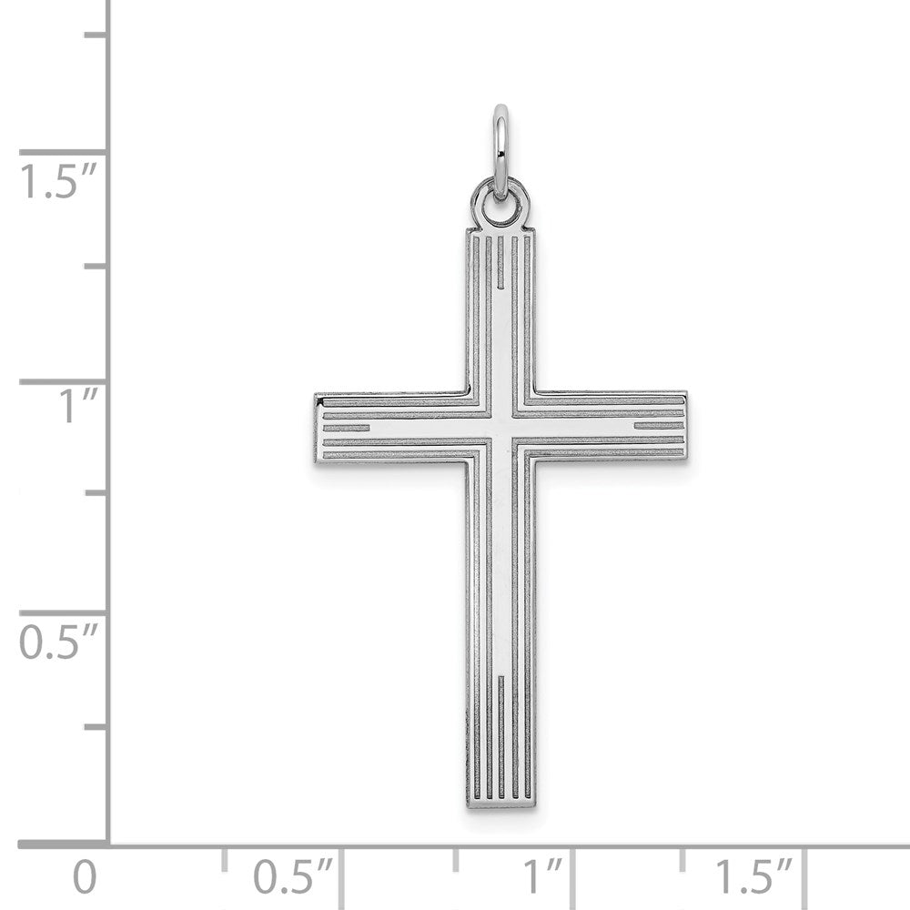 FJC Finejewelers 14 kt White Gold Laser Designed Cross Charm 39 mm x 22 mm