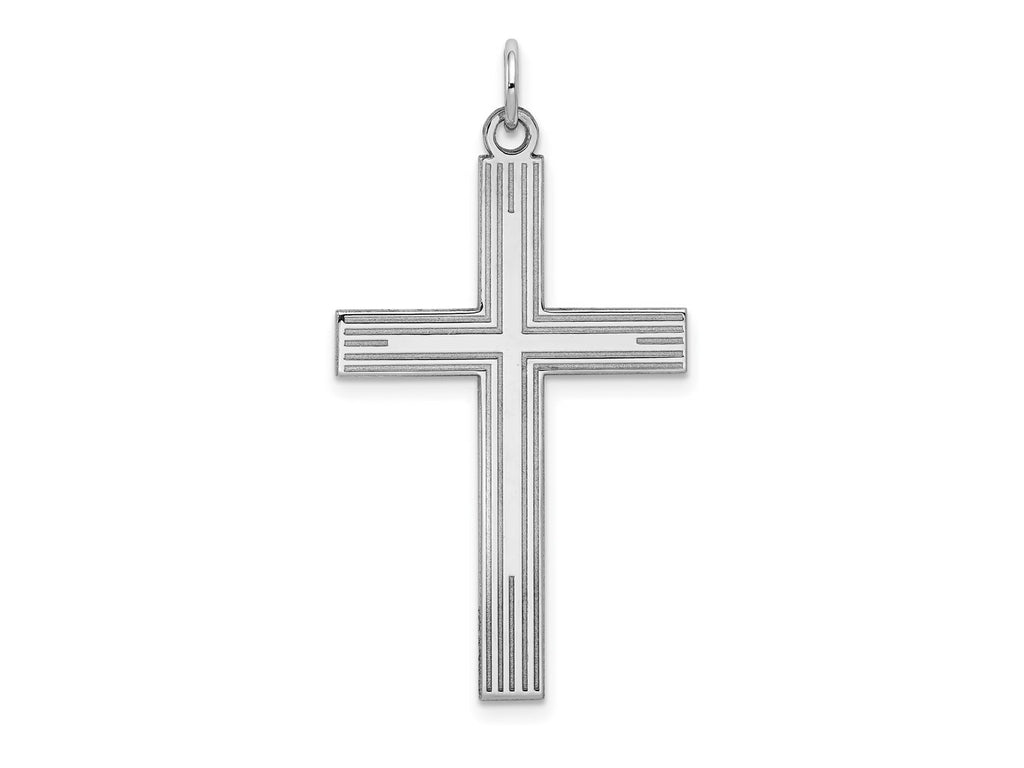 FJC Finejewelers 14 kt White Gold Laser Designed Cross Charm 39 mm x 22 mm