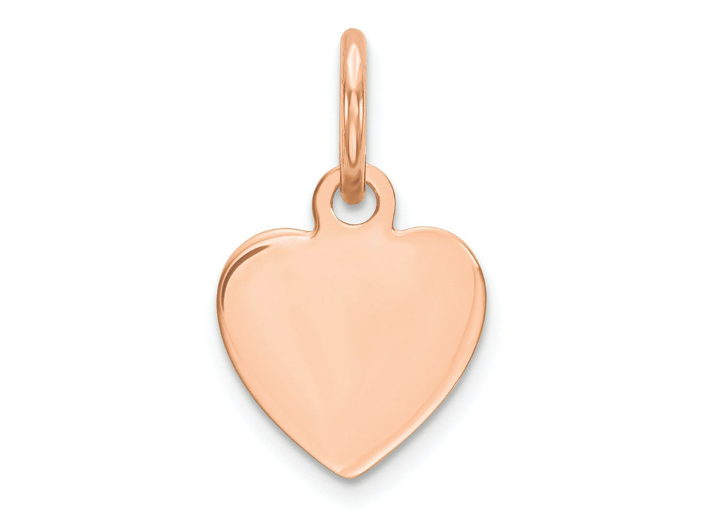 FJC Finejewelers 14 kt Rose Gold Plain .011 Gauge Engraveable Heart Disc Charm 14 mm x 9 mm