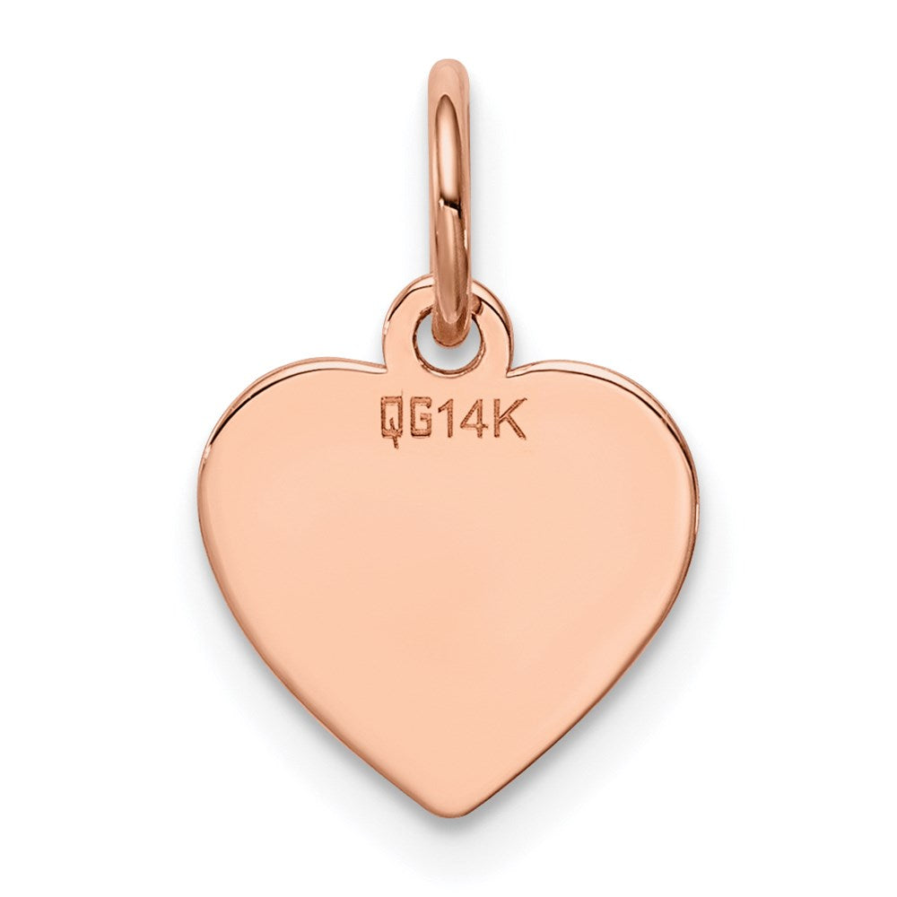 FJC Finejewelers 14 kt Rose Gold Plain .018 Gauge Engraveable Heart Disc Charm 14 mm x 9 mm