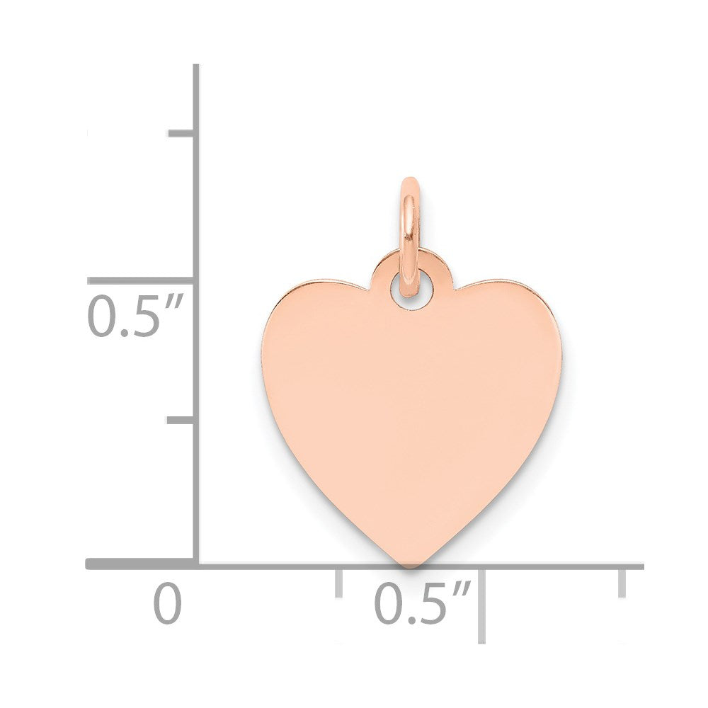 FJC Finejewelers 14 kt Rose Gold Plain .018 Gauge Engraveable Heart Disc Charm 18 mm x 14 mm
