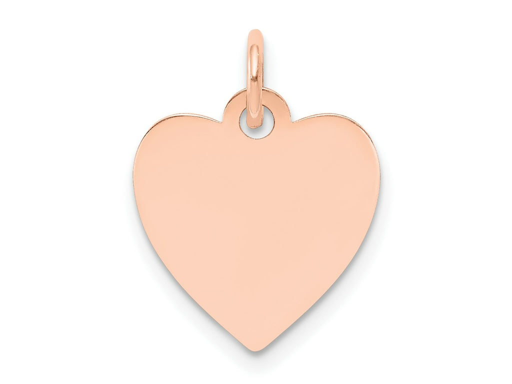 FJC Finejewelers 14 kt Rose Gold Plain .018 Gauge Engraveable Heart Disc Charm 18 mm x 14 mm