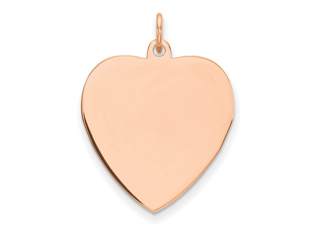 FJC Finejewelers 14 kt Rose Gold Plain .013 Gauge Engraveable Heart Disc Charm 27 mm x 21 mm