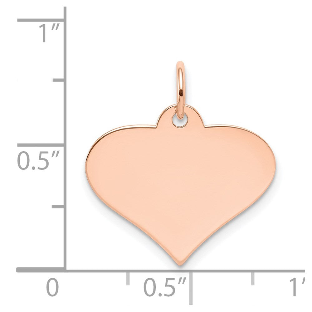 FJC Finejewelers 14 kt Rose Gold Plain .018 Gauge Engraveable Heart Disc Charm 21 mm x 19 mm