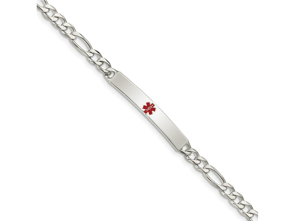 FJC Finejewelers 925 Sterling Silver Figaro Anchor Enameled Medical ID Bracelet 8.5 Inches x 5 mm