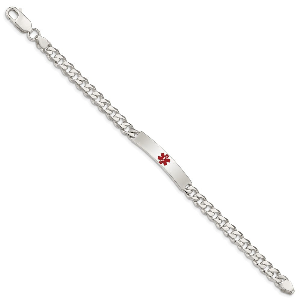 FJC Finejewelers 925 Sterling Silver Polished Curb Link Enameled Medical ID Bracelet 8.5 Inches x 6.5 mm