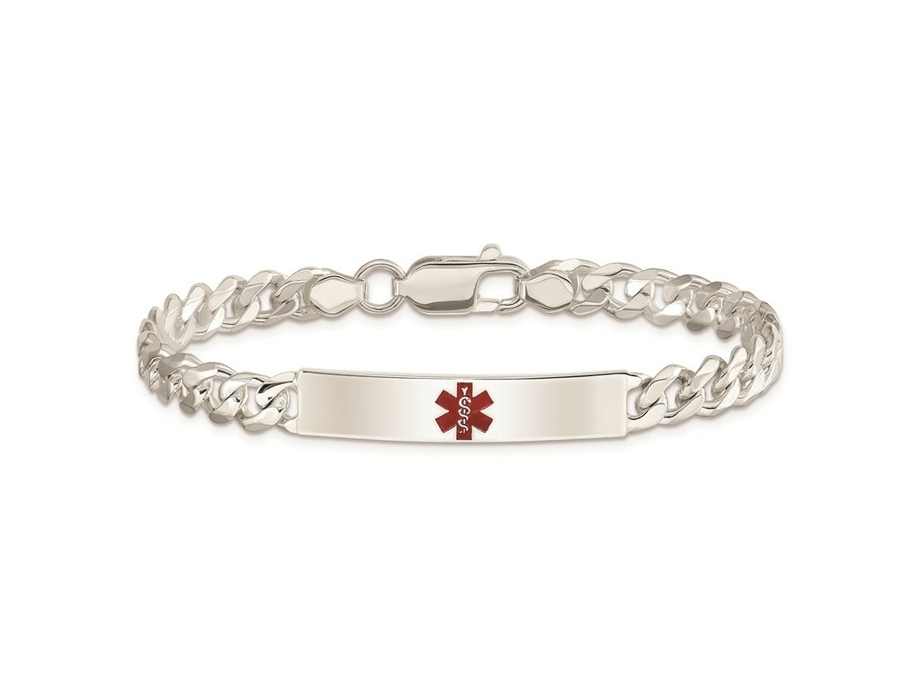 FJC Finejewelers 925 Sterling Silver Polished Curb Link Enameled Medical ID Bracelet 8.5 Inches x 6.5 mm