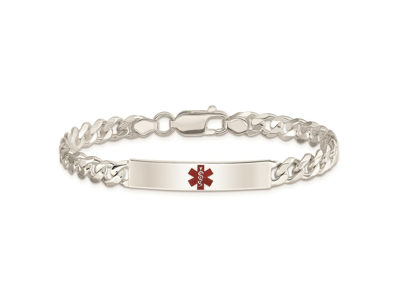 FJC Finejewelers 925 Sterling Silver Polished Curb Link Enameled Medical ID Bracelet 8.5 Inches x 6.5 mm