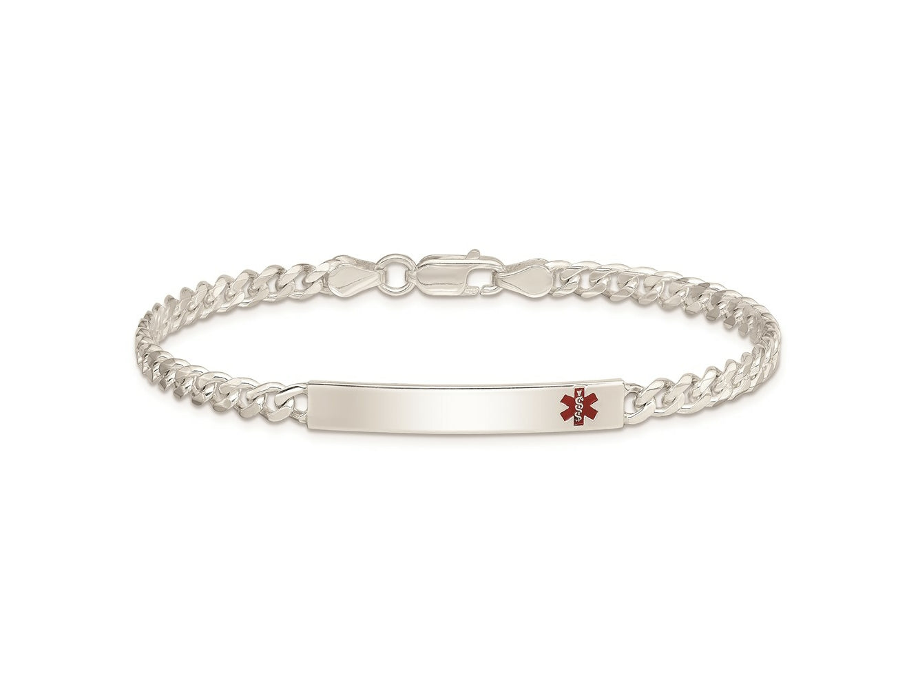 FJC Finejewelers 925 Sterling Silver Polished Curb Link Enameled Medical ID Bracelet 8.5 Inches x 5 mm
